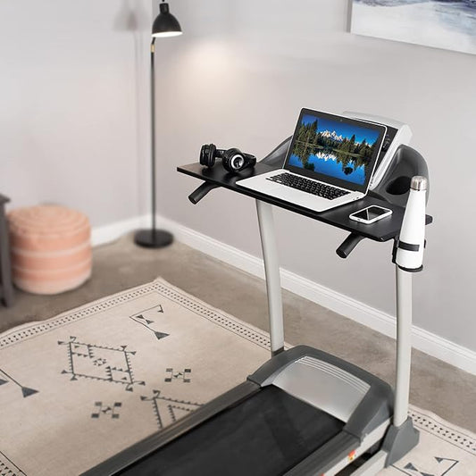 VIVO Universal Treadmill Desk with Phone Slot and Cup Holder, Ergonomic Platform for Notebooks, Tablets, Laptops, and More, Fits Treadmill Handlebars up to 31 inches, STAND-TDML2A