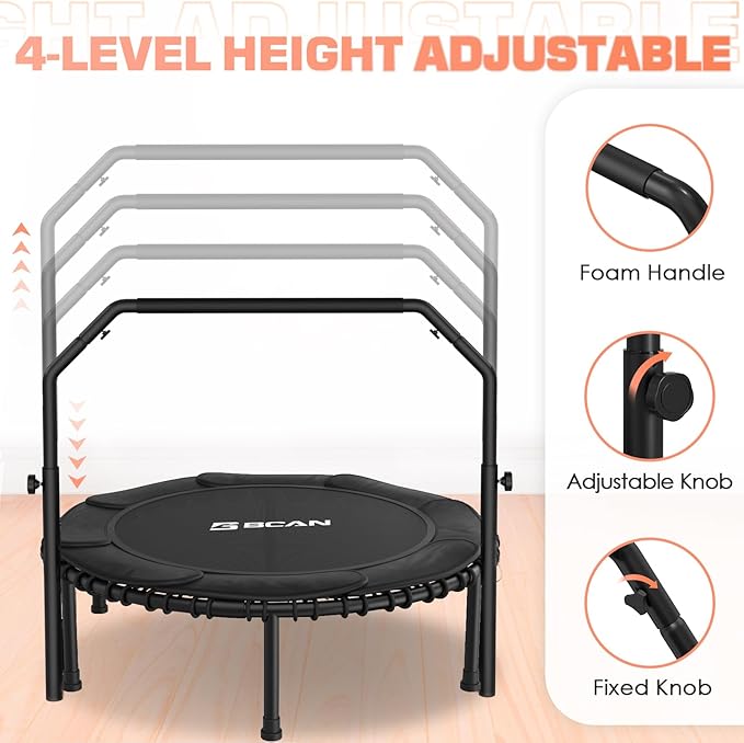 BCAN 450/550 LBS Foldable Mini Trampoline 40"/48"/50" Fitness