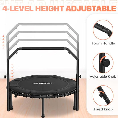 BCAN 450/550 LBS Foldable Mini Trampoline 40"/48"/50" Fitness