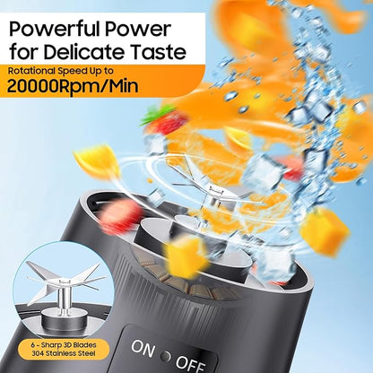 Portable Personal Size Mini Blender - 2025 Upgraded Cordless Blender for Smoothies & Shakes, Type-C Rechargeable, 380Ml Traveling BAP Free Juicer Cup for Sports/Travel/Home, 20000Rpm/Min Speed