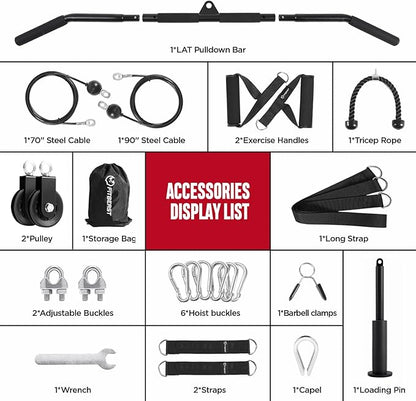 FitBeast Pulley System Gym, Cable Weight Pulley System for Gym LAT Pulldown, Biceps Curl Workout, Ideal Home Gym Equipment for Forearm, Shoulder, Strength Training