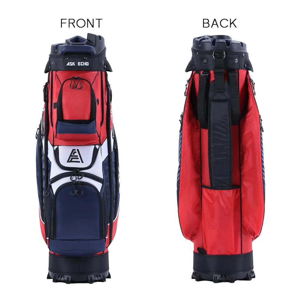 ASK ECHO T-Lock Golf Cart Bag with 14 Way Organizer Divider Top, Premium Cart Bag with Handles and Rain Cover for Men