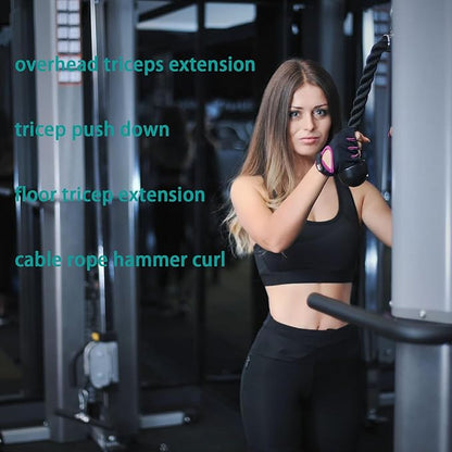 Kinglotus Cable Machine Attachment Straight Bar Tricep Rope Double D Handle for Home Gym Weight Equipment Accessories.