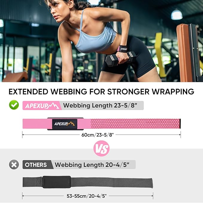 APEXUP Weight Lifting Straps for Weightlifting, Lifting Wrist Straps Gym, Deadlift Straps, Anti Slip Silicone and Neoprene Padded Weightlifting Straps Men Women Powerlifting, Strength Training
