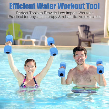 Water Dumbbells, 2Pack Aquatic Exercise Dumbbells, EVA Foam Barbells for Men Women Water Workouts