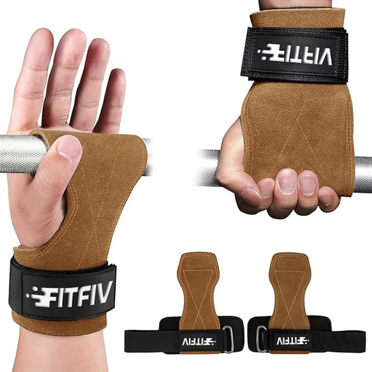 Weight Lifting Wrist Strap, Double Leather Weightlifting Wrist Straps for Gym Strength Training, Neoprene Padded Wrist Wraps - for Men & Women (Pair)