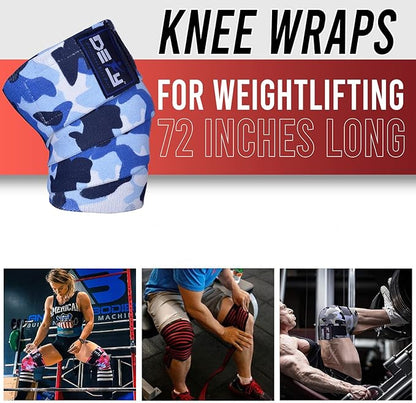 DEFY Sports' Knee Wraps for Weightlifting - Provides Knee Support for Powerlifting, Squats & Fitness Workouts