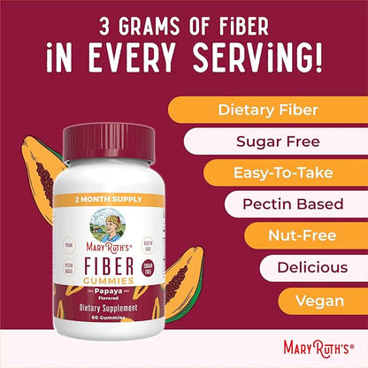 MaryRuth Organics Fiber Gummies for Adults | Prebiotic Fiber Supplement | Gut Health | Digestion Support | Sugar Free | Vegan | 2 Month Supply | 60 Count