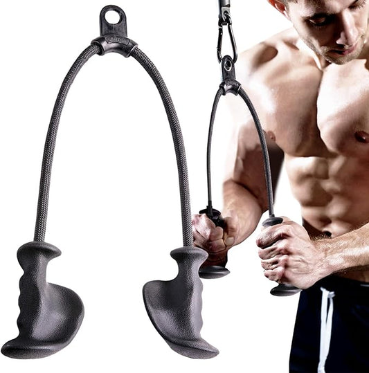 KKH Tricep Pull Down Attachment with Ergonomic Anti-Slip Handles, Tricep Rope Cable Attachment with Enhanced Grip to Relieve Wrist Strain, Versatile Rope Attachment for Cable Machine