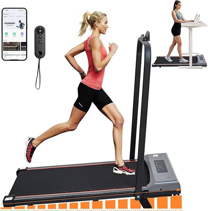 Walking Pad with 7% Incline and APP&Remote Control,300+lb Capacity Under Desk Treadmill 2.5HP Treadmill,10 HIIT Modes Treadmills for Home Office