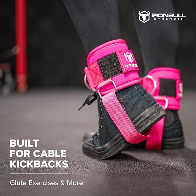 Iron Bull Strength Women's Kickback Ankle Strap for Cable Machines & Resistance Bands: Gym & Home Workout Cuff Attachment for Leg Extensions, Kickbacks, Hip Abductors - Booty Exercises