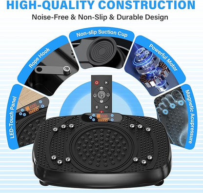 Vibration Plate Exercise Machine: TISSCARE Vibrating Plates for Weight Loss and Lymphatic Drainage, Whole Body Workout Sculpting Platform for Home Fitness Fat Burner for Women Men