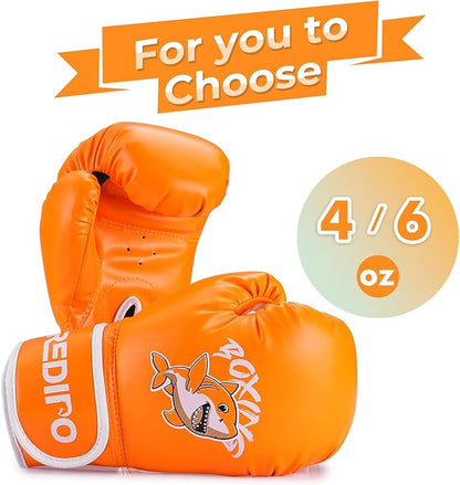 Kids Boxing Gloves, Youth Boxing Training Gloves for Kids 3-9 Year Boys and Girls, 4&6OZ Fighting Gloves, Punching Bag Kickboxing Thai Mitts MMA Training Sparring Gloves