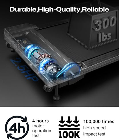 Walking pad, 3-in-1 Under Desk Treadmill for Home and Office, 2.5 HP Portable Walking Jogging Running Machine with Remote Control and LED Display