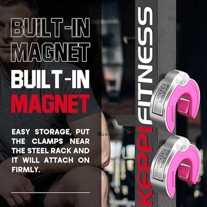 Barbell Clips, C-Shape Barbell Clamps for Weight Lifting Bar, Fast Lock/Removal Weight Clips Barbell Collars 2 Inch Olympic Gym Equipment