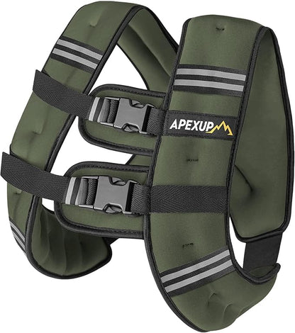 APEXUP Weighted Vest with 5lbs/10lbs/15lbs/20lbs/25lbs/30lbs Weights and Reflective Stripe, Weight Vest Men Women for Workout, Strength Training, Running