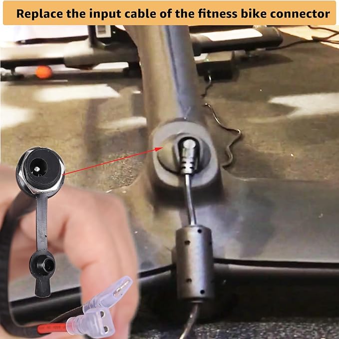 Power Plug Connector Replacement Part with Dust Cover, Compatible with Peloton Fitness Bike Connector Input Line. Not Compatible with Bike Plus