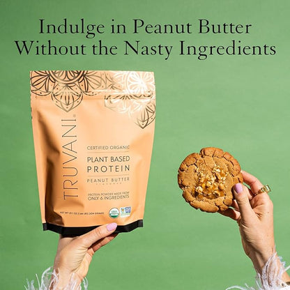 Truvani Vegan Pea Protein Powder | Peanut Butter | 20g Organic Plant Based Protein | 10 Servings | Keto | Gluten & Dairy Free | Low Carb | No Added Sugar