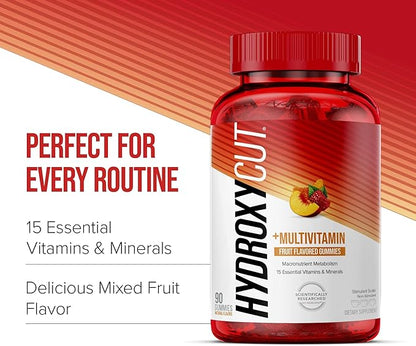 Hydroxycut Gummies (Pack of 2) - 99% Caffeine Free - Metabolize Carbs, Proteins & Fats - Includes 15 Essential Vitamins & Minerals - for Women & Men