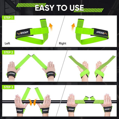 APEXUP Weight Lifting Straps for Weightlifting, Lifting Wrist Straps Gym, Deadlift Straps, Anti Slip Silicone and Neoprene Padded Weightlifting Straps Men Women Powerlifting, Strength Training
