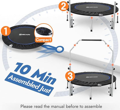 BCAN 40/48" Foldable Mini Trampoline Max Load 330lbs/440lbs