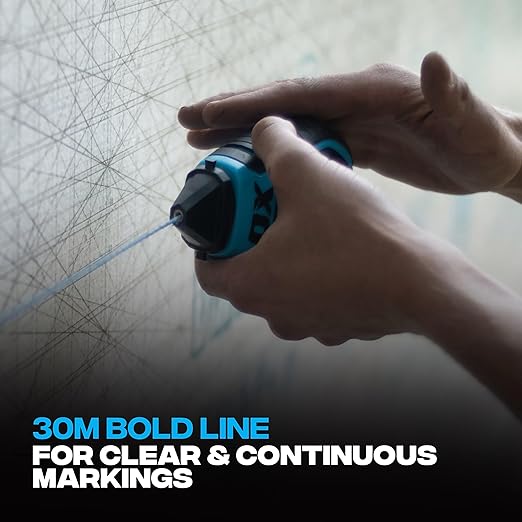 OX Pro 100ft Chalk Line ABS Plastic with Rubber Grip with Chalk Powder 4oz - 6:1 Gear Ratio with Cotton Nylon Standard Bold Line Pointed Tip Chalk Line Tool OX-T630602