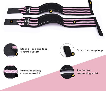 Wrist Wraps for Weightlifting - USPA & IPL Approved 18" Gym Wrist Support with Thumb Loop - Heavy Duty Lifting Wrist Straps for Fitness, Workout, Powerlifting, & Bodybuilding (Pair)