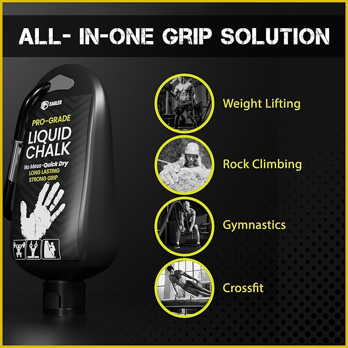 EAGLES Pro Grade Liquid Chalk 50, 120 or 280ml Mess-Free Chalk for Weightlifting, Gymnastics Rock Climbing, Dancing, Pole Grip, Sports & Workout Chalk - Sweat-Resistant and Long Lasting