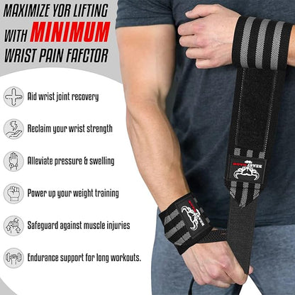 BEAST RAGE Wrist Wraps for Weightlifting - Adjustable Lifting Straps With Thumb Loop for Enhanced Gym Support, Powerlifting, Bodybuilding and Workout