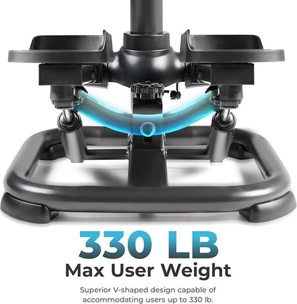 Sunny Health & Fitness 2-in-1 Premium Power Stepper with Resistance Bands, Low-Impact Cardio, Space-Saving, Height-Adjustable, with Enhanced Bluetooth Connectivity with Free SunnyFit App