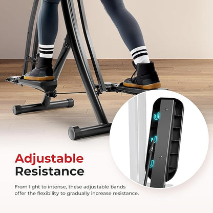 Sunny Health & Fitness Smart Air Walk Elliptical, Foldable Machine w/ 30-INCH Stride, Cardio Cross Trainer Glider for Home Exercise, Free SunnyFit App Bluetooth Link, Optional Adjustable Resistance