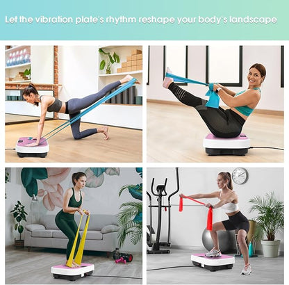 Vibration Plate Exercise Machine for Lymphatic Drainage,Softgym Power Vibrate Stand Shake Board 400 Lbs Capacity Whole Body Workout Waver with Fitness Resistance Bands Weight Loss Gifts for Women Men