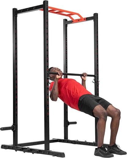 Sunny Health & Fitness Power Cage Squat Rack Upgrade Attachments, Dip Bar, Plate Bar Holder, Belt Squat, J Hook, Lat, Adapter, U Ring, Pull Up Bar, Landmine, Captain's Chair, Tricep Rope For Home Gym