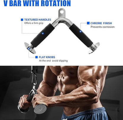POWER GUIDANCE Cable Machine Attachment, LAT Pulldown Attachments, Cable Attachments for Gym, Home Gym Accessories