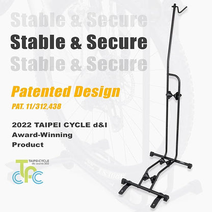 CyclingDeal Upright Bike Stand Floor - Vertical & Horizontal Bicycle Stand Bicycle Storage - Safe & Secure Bike Storage Rack - for Wheels Sizes up to 29" - Bike Rack Garage Bicycle Rack - Classic