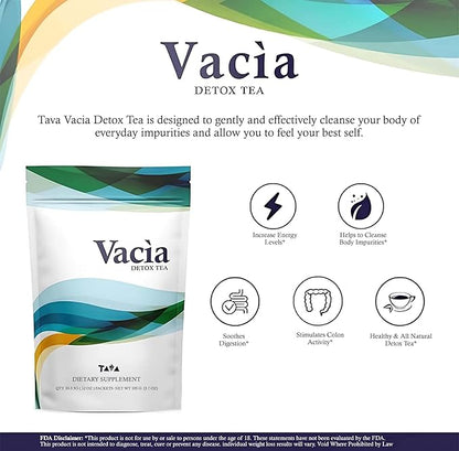 TAVA Vacia Detox Tea Supplement, Boosts Energy, Supports Joint Mobility and Immune System, Contains 30 Packets (3.5g per pack)