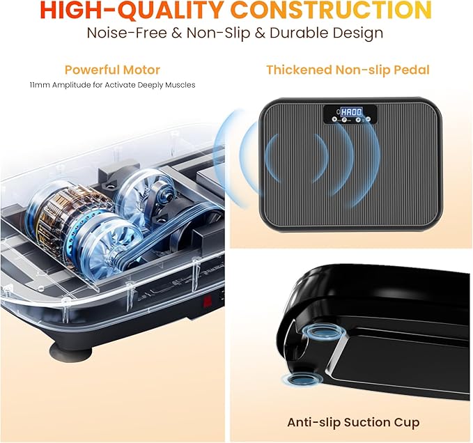 Vibration Plate Exercise Machine: TISSCARE Vibrating Plates for Lymphatic Drainage and Weight Loss, 300Lbs Capacity Full Body Power Shake Workout Platform for Home Cardio Fitness