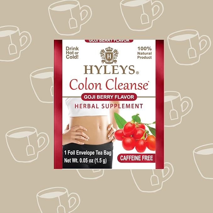 Hyleys Colon Cleanse Tea Goji Berry Flavor - 25 Tea Bags (12 Pack - 300 Tea Bags Total)