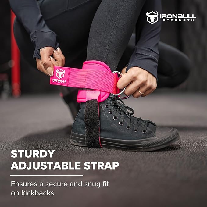 Iron Bull Strength Women's Kickback Ankle Strap for Cable Machines & Resistance Bands: Gym & Home Workout Cuff Attachment for Leg Extensions, Kickbacks, Hip Abductors - Booty Exercises