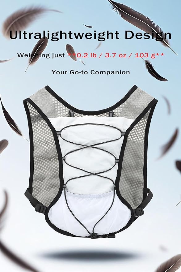 Hydration Running Vest Ultra-Lightweight for Women Men [2025 Upgraded], Breathable All-Weather Water Vest Hiking Backpack, Adjustable Water Backpack for Hiking, Cycling, Trail Marathon Race
