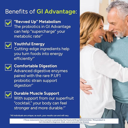 Gundry MD GI Advantage Gut Supplement with Probiotics, Digestive Enzymes, and Superfruit Extracts for Strong Metabolism, Energy, Digestion, and Muscle Support - (30 Servings)