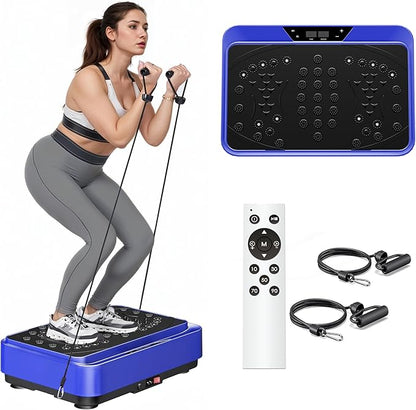 soges Vibration Plate Exercise Machine with Resistance Bands, Vibrating Plate for Lymphatic Drainage, Whole Body Vibrate Equipment, Home Fitness Workout Weight Loss Sports