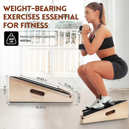 Slant Board for Calf Stretching 2-in-1 Professional Wooden Slant Board & Balance Board Adjustable Incline Stretch Wedge Physical Therapy Slant Boards for Knees Ankle Heel Feet Leg