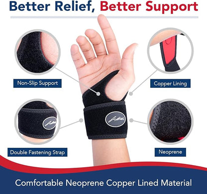 Premium Wrist Brace, Adjustable Hand Support Compression Wrist Wraps for wrist injuries, Arthritis, Tendonitis, Carpal Tunnel Wrist Support Brace Left Hand Right(Black Single)