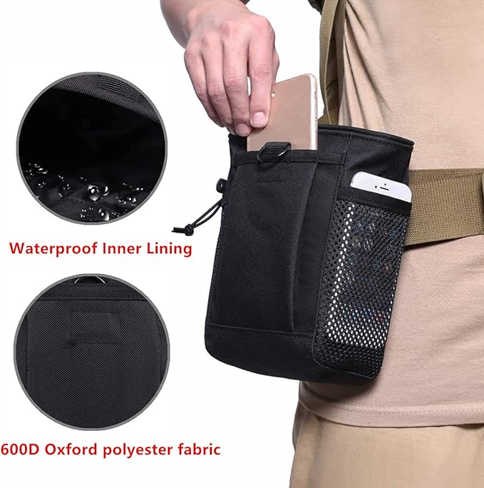 Rock Climbing Chalk Bag, goldhik Bouldering Chalk Bags with Quick-Clip Belt and 3 Pockets, Great Equipment for Rock Climbing, Gym Training, Gymnastics, Weightlifting