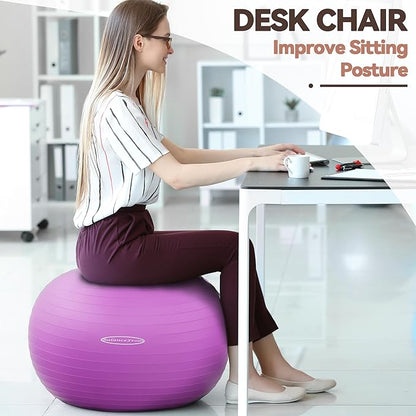 Anti-Burst and Slip Resistant Exercise Ball Yoga Ball 2,000-Pound Capacity,