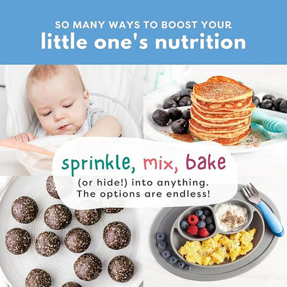 Superseed Organic Milled Chia, Flaxseed and Hemp Heart Brain Booster with Vegan Omega-3 DHA S Prebiotic Fiber Protein Gluten Free Seeds for 6M+ Babies Toddlers & Kids (7oz x 2 Pack)