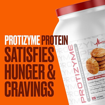 Metabolic Nutrition, Protizyme, 100% Whey Protein Powder, High Protein, Low Carb, Low Fat Whey Protein, Digestive Enzymes, 24 Essential Vitamins and Minerals, 4 Pound (52 ser)