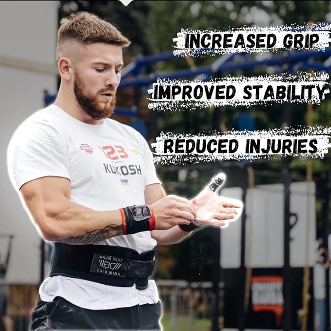 WARM BODY COLD MIND Premium Chalk Block for Weight Lifting - Hand Grip for Cross Training, Climbing, Gymnastics, Weightlifting, Powerlifting, Deadlift, Pole Dancing, Sport Gym, Fitness