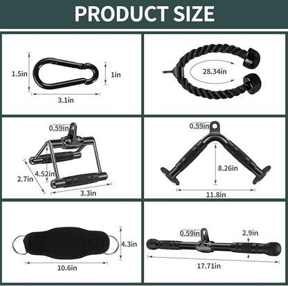 Solid Steel Cable Machine Accessories for Home Gym, Triceps Pull Down Attachment, Cable Attachments for Gym, LAT Pull Down Attachment Weight Fitness